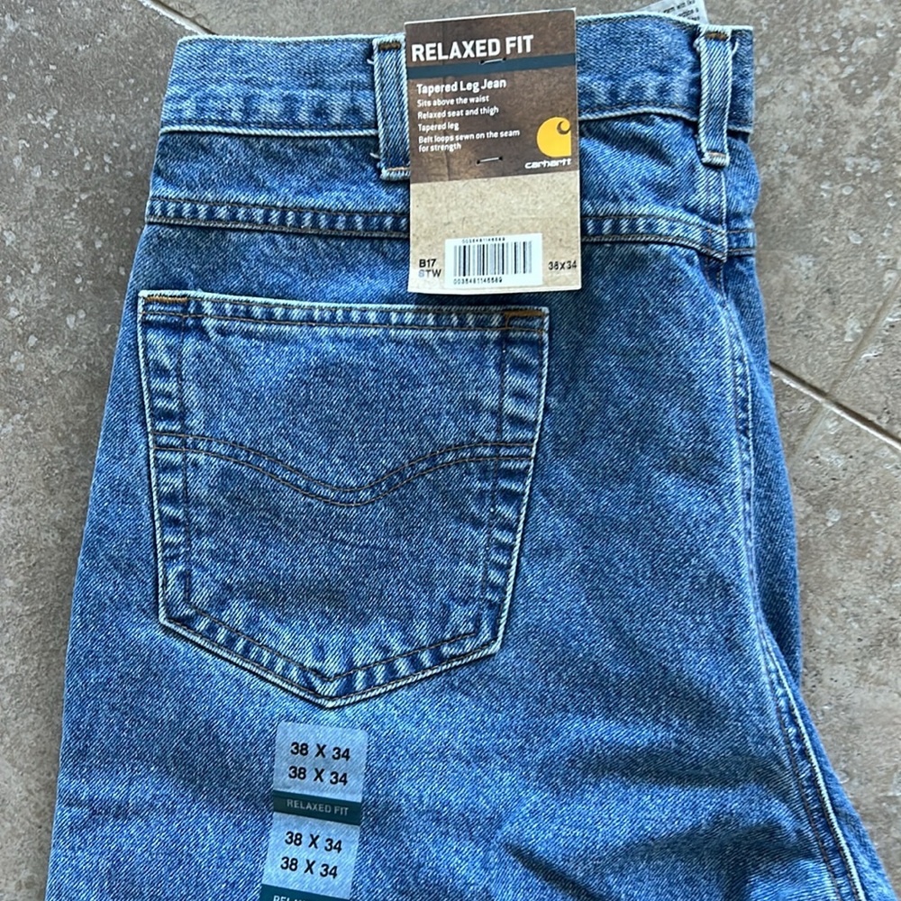 Carhartt mens blue jeans New 38W x 34L relaxed fit